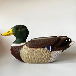Vintage MALLARD DUCK DECOY By W.Cooper Natural Size Hand Carved in 2003
